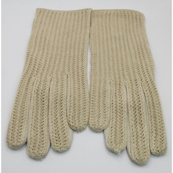 Vintage Barra Italy Crochet Leather Driving Gloves w/ Bag Size 7 Made in Italy - Picture 7 of 10